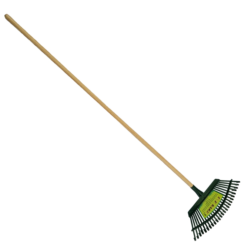 25Tine/20inch~Wood Handle ALL STEEL GREEN TINE LEAF RAKE,